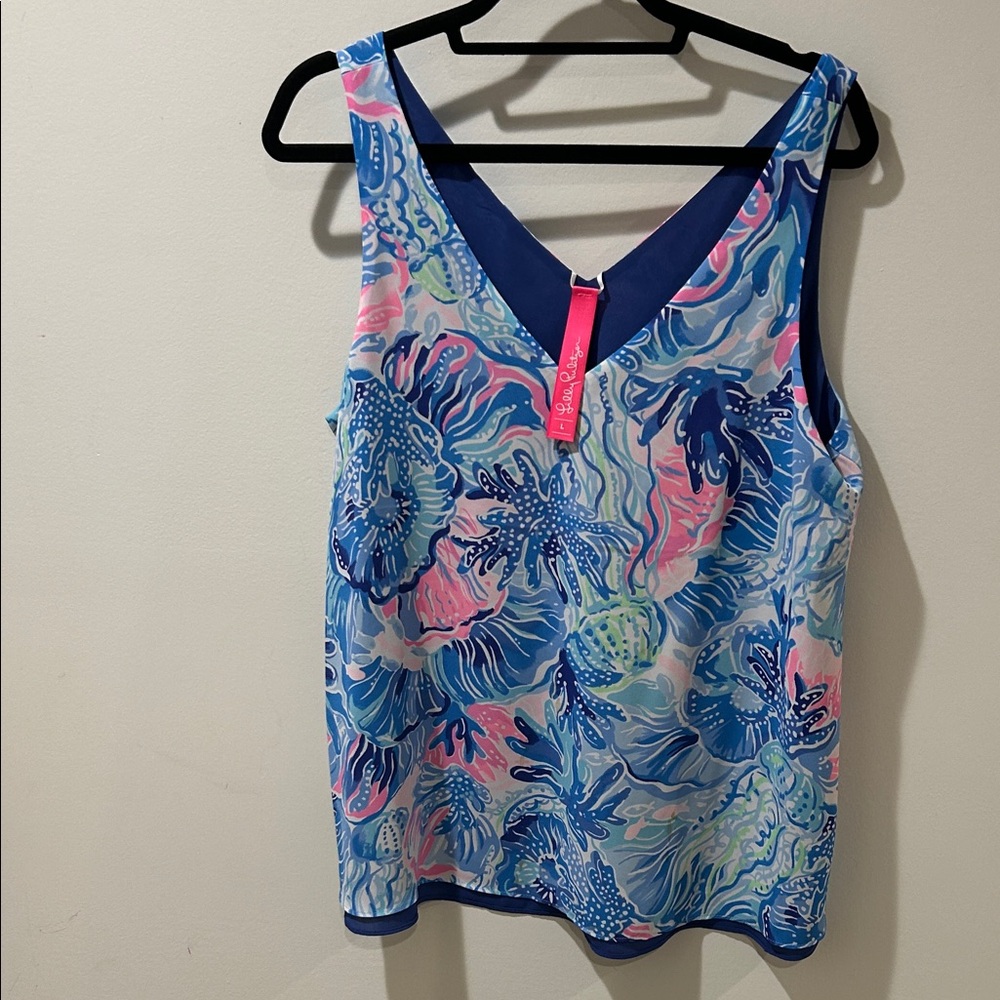 Lilly Pulitzer Vibrant Blue and Pink Tank Top